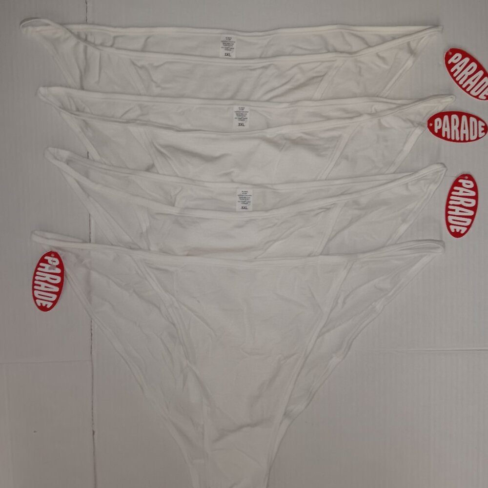 PARADE BUNDLE LOT OF (4) T-STRING CHEEKY PANTIES WHITE SIZE 3XL